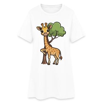 Girafe câline dans la forêt - Robe T-shirt Femme - blanc - Devant