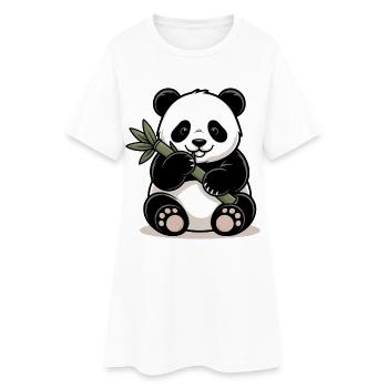 Panda avec un bâton de bambou - Robe T-shirt Femme - blanc - Devant