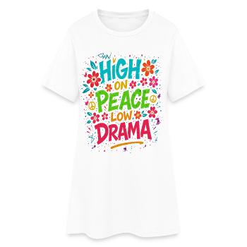 Haut sur la chemise de paix, ambiance dramatique basse - Robe T-shirt Femme - blanc - Devant