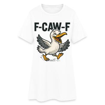 F-CAW-F Dessin animé de mouette coquine, oiseau de plage drôle - Robe T-shirt Femme - blanc - Devant