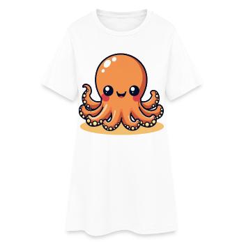 Cute Calamar Pieuvre souriante Kawaii - Robe T-shirt Femme - blanc - Devant