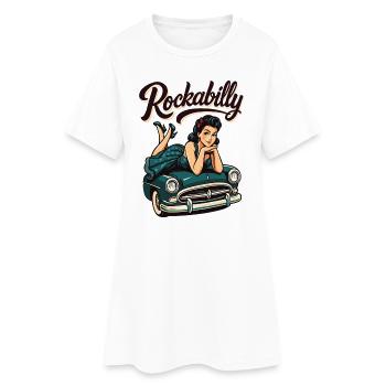 Cadeau de fille pin-up pour voitures vintage rockabilly - Robe T-shirt Femme - blanc - Devant