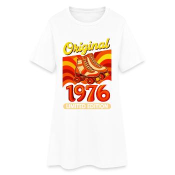 Original 1976 Limited Edition Retro Rollschuh - Frauen T-Shirt-Kleid - Weiß - Vorne