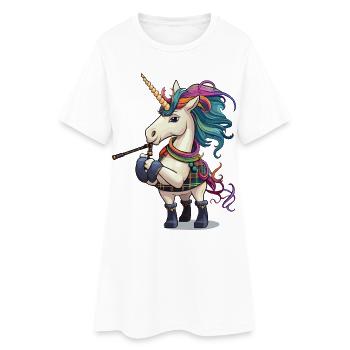 Cornemuses Licorne Colorées - Robe T-shirt Femme - blanc - Devant