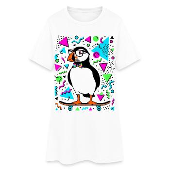 Cooler Skater Papageientaucher Retro - Frauen T-Shirt-Kleid - Weiß - Vorne