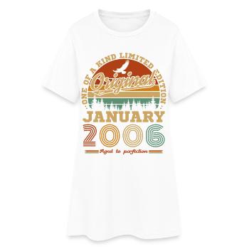 Janvier 2006 Vintage Rétro Cadeau D'anniversaire - Robe T-shirt Femme - blanc - Devant