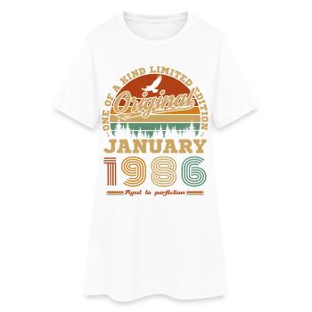 Janvier 1986 Vintage Rétro Cadeau D'anniversaire - Robe T-shirt Femme - blanc - Devant