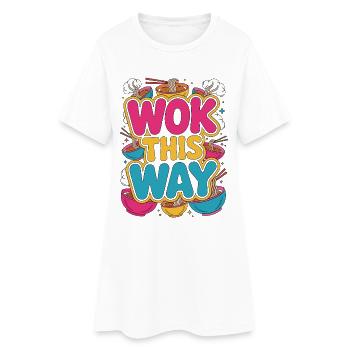 Un wok de ramen : comme ça, le bol de nouilles adore la cuisine japonaise - Robe T-shirt Femme - blanc - Devant