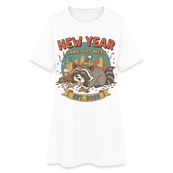 Même chaos du Nouvel An Célébration de la Première Année 2026 - Robe T-shirt Femme - blanc - Devant
