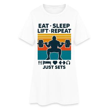 Haltérophile de salle de sport, Eat Sleep Lift Fitness - Robe T-shirt Femme - blanc - Devant