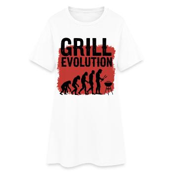 Grill Evolution Lustiger Grillmeister Spruch - Frauen T-Shirt-Kleid - Weiß - Vorne