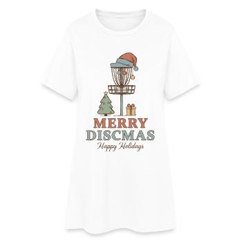 Panier de disc golf Joyeux Discmas Joyeuses Fêtes - Robe T-shirt Femme - blanc - Devant