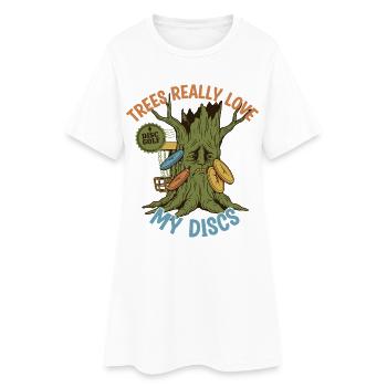 Bäume lieben meine Scheiben wirklich lustig Discgolf-Fliegen - Frauen T-Shirt-Kleid - Weiß - Vorne