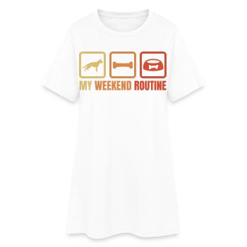 Routine du week-end du berger allemand - Robe T-shirt Femme - blanc - Devant