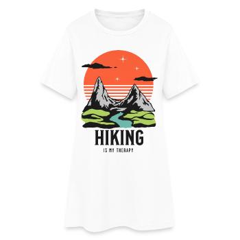 Hiking is my therapy Berg Wander Design - Frauen T-Shirt-Kleid - Weiß - Vorne