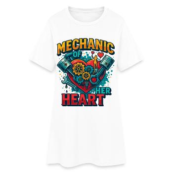Valentine's Day mechanic heart, screwdriver of love - Women’s T-Shirt Dress - white - Front