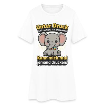 Sous pression, éléphant, câlins-moi en disant - Robe T-shirt Femme - blanc - Devant