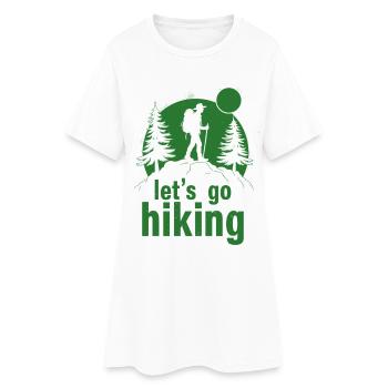 Let's go hiking Bergsteiger Wanderer Silhouette - Frauen T-Shirt-Kleid - Weiß - Vorne