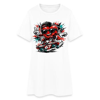 Sechs Sieben 6 7 Valentinstag Liebesgeschenk Herz - Frauen T-Shirt-Kleid - Weiß - Vorne
