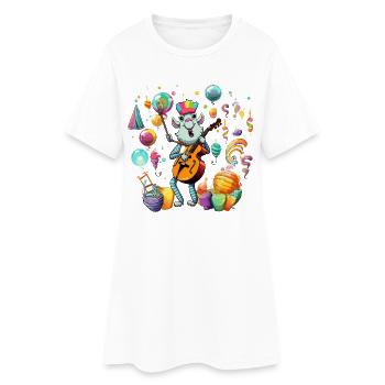Party goat with guitar groove - Women’s T-Shirt Dress - white - Front