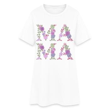 Police florale de maman Meilleure fête des mères - Robe T-shirt Femme - blanc - Devant