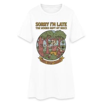 Désolé d’être en retard, Woods a gardé mes disques Disc Golf champion - Robe T-shirt Femme - blanc - Devant