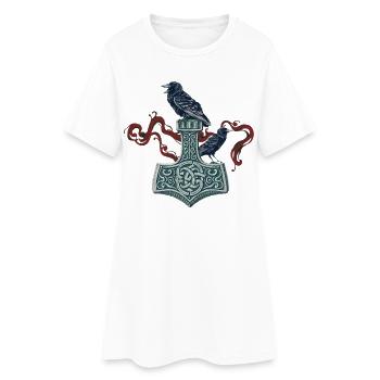 Légende viking viking marin Odin Raven Fighter - Robe T-shirt Femme - blanc - Devant