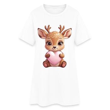 Petit faon au cœur - Robe T-shirt Femme - blanc - Devant