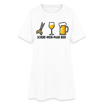 Ciseaux, vin, couple, bière, drôle, jeu de mots de fête - Robe T-shirt Femme - blanc - Devant