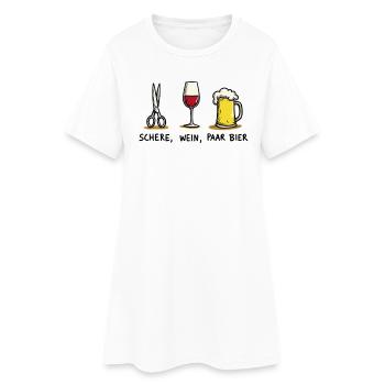 Ciseaux, vin, couple, bière, drôle, jeu de mots de fête - Robe T-shirt Femme - blanc - Devant