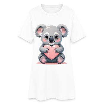 Kuschelkoala mit Herz - Frauen T-Shirt-Kleid - Weiß - Vorne