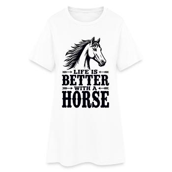 La vie est meilleure avec une déclaration de Horse Reiter - Robe T-shirt Femme - blanc - Devant