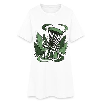 Panier de disc golf dans la forêt Scène drôle de disc golf - Robe T-shirt Femme - blanc - Devant
