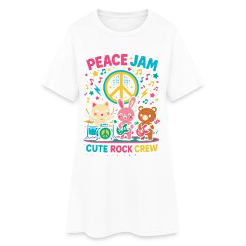 Peace Jam Rock crew, groupe mignon - Robe T-shirt Femme - blanc - Devant