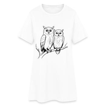 Eule Vogel Pärchen Tiere Natur - Frauen T-Shirt-Kleid - Weiß - Vorne