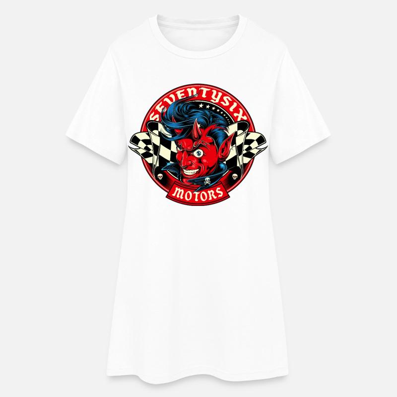 Lucky Devil - Women’s T-Shirt Dress - white