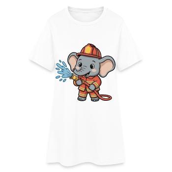 Fire Brigade Elephant Hose Splash - Women’s T-Shirt Dress - white - Front