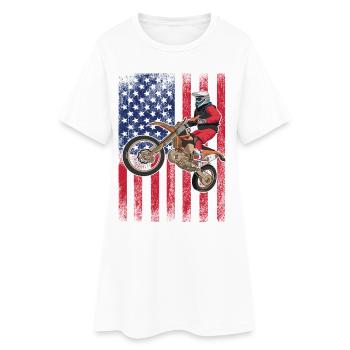 Drapeau américain du vélo de cross, - Robe T-shirt Femme - blanc - Devant