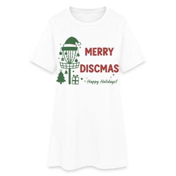 Panier de disc golf Joyeux Discmas Joyeuses Fêtes - Robe T-shirt Femme - blanc - Devant