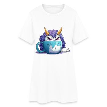 Grummel-Monster im Kaffeebecher - Robe T-shirt Femme - blanc - Devant