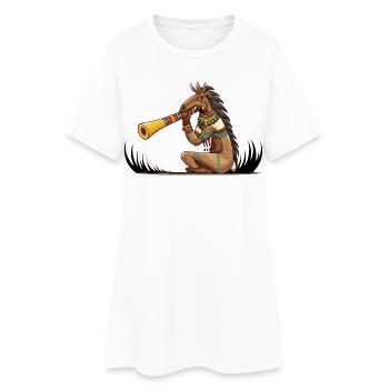 Tribal Horse Trumpeter Illustration - Women’s T-Shirt Dress - white - Front