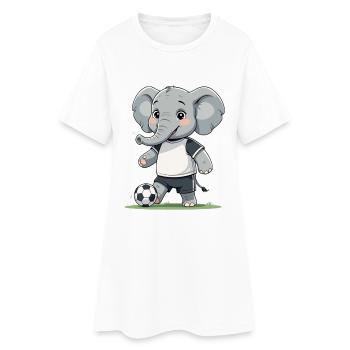 Elefant Fußballkicker - Frauen T-Shirt-Kleid - Weiß - Vorne