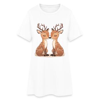 Motif de baiser en duo de cerfs câlins - Robe T-shirt Femme - blanc - Devant
