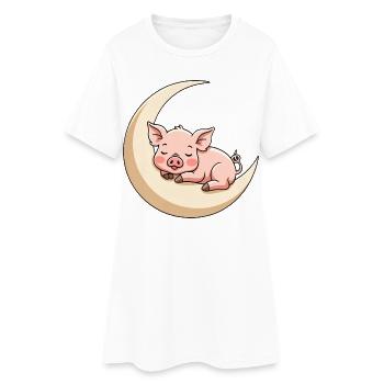Cochon du sommeil lunaire - Robe T-shirt Femme - blanc - Devant