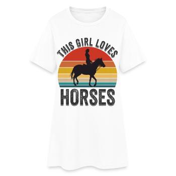 Cette fille adore les chevaux - Robe T-shirt Femme - blanc - Devant