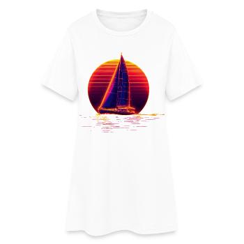 Retro Segeln - Frauen T-Shirt-Kleid - Weiß - Vorne