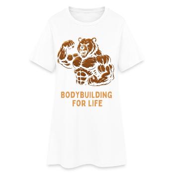Bear Bodybuilder Power Motif - Women’s T-Shirt Dress - white - Front