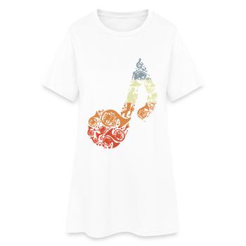 French Horn Sketch Vintage Look - Women’s T-Shirt Dress - white - Front