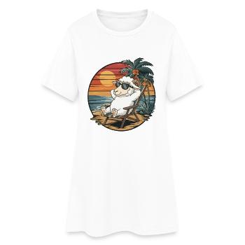 Lustige Schafe am Strand, Sommerurlaub Sonnenuntergang - Frauen T-Shirt-Kleid - Weiß - Vorne