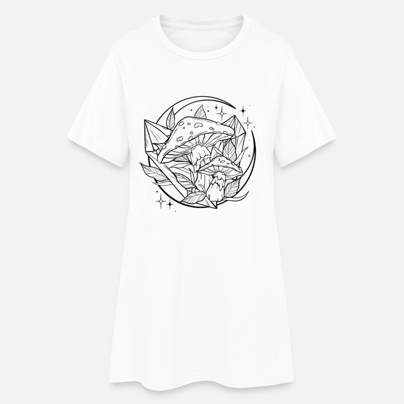 Witchy Toadstool with Magic Crystal - Women’s T-Shirt Dress - white